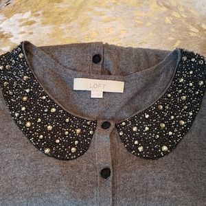 LOFT Jewel Collar Cardigan Sweater Large